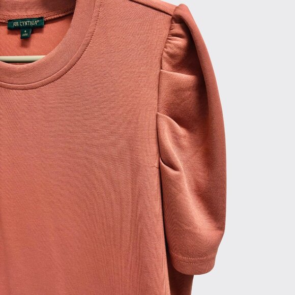 For Cynthia Puff Sleeve T-Shirt Mini Dress Dusty Rose Modal Soft Stretch Size S - Picture 3 of 7